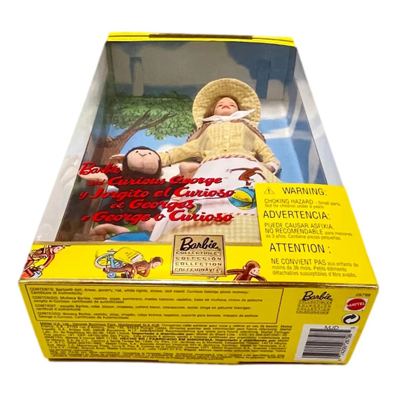 Barbie Fashion Doll Curious George Collectible Keepsake Ed 2000 Vintage NEW - Picture 3 of 7